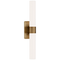 Presidio Petite Double Sconce in Hand-Rubbed Antique Brass with White Glass