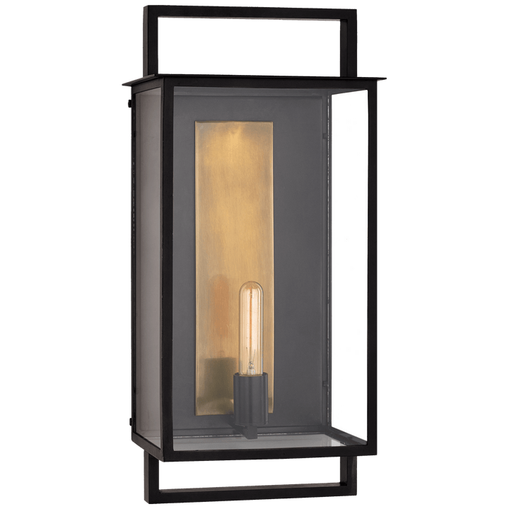 Halle Large Wall Lantern in Aged Iron and Clear Glass