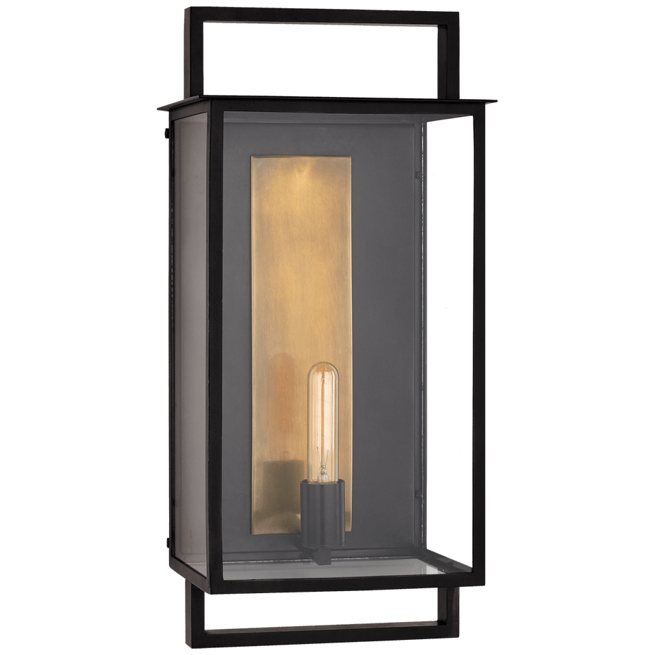 Halle Large Wall Lantern in Aged Iron and Clear Glass