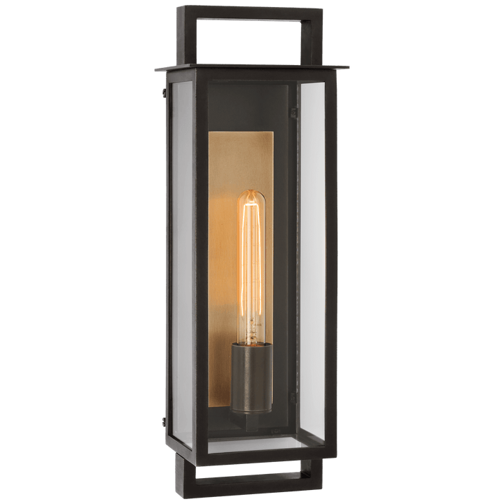 Halle Medium Narrow Wall Lantern in Aged Iron with Clear Glass