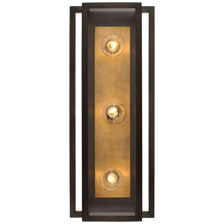 Halle 18" Vanity Light in Bronze and Hand-Rubbed Antique Brass with Clear Glass
