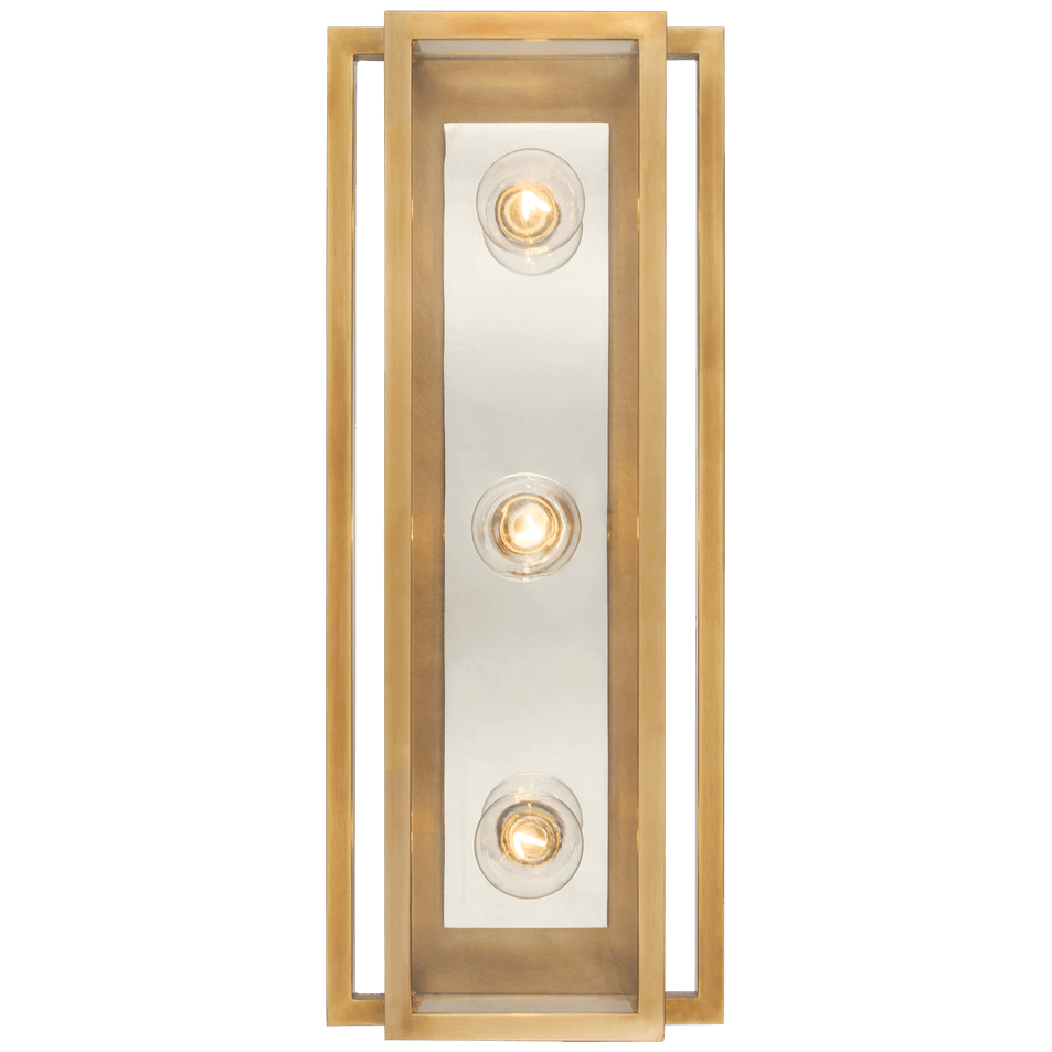 Halle 18" Vanity Light in Hand-Rubbed Antique Brass and Polished Nickel with Clear Glass
