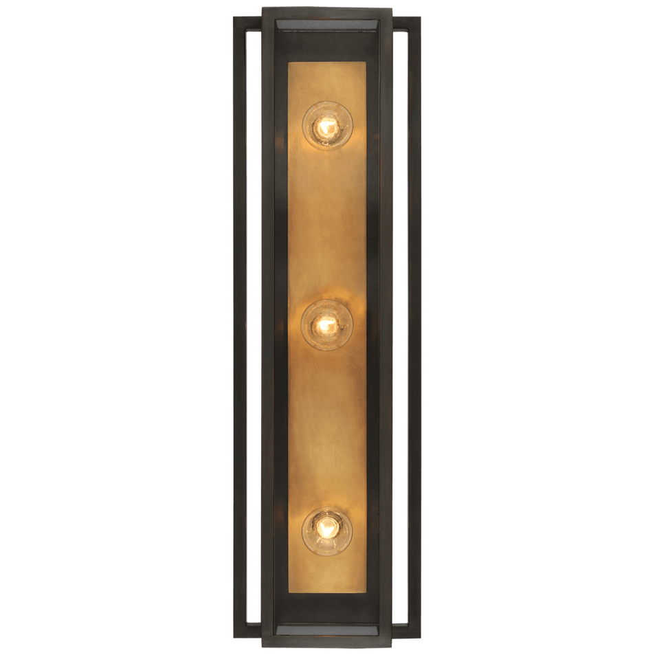 Halle 24" Vanity Light in Bronze and Hand-Rubbed Antique Brass with Clear Glass