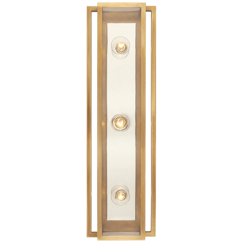 Halle 24" Vanity Light in Hand-Rubbed Antique Brass and Polished Nickel with Clear Glass