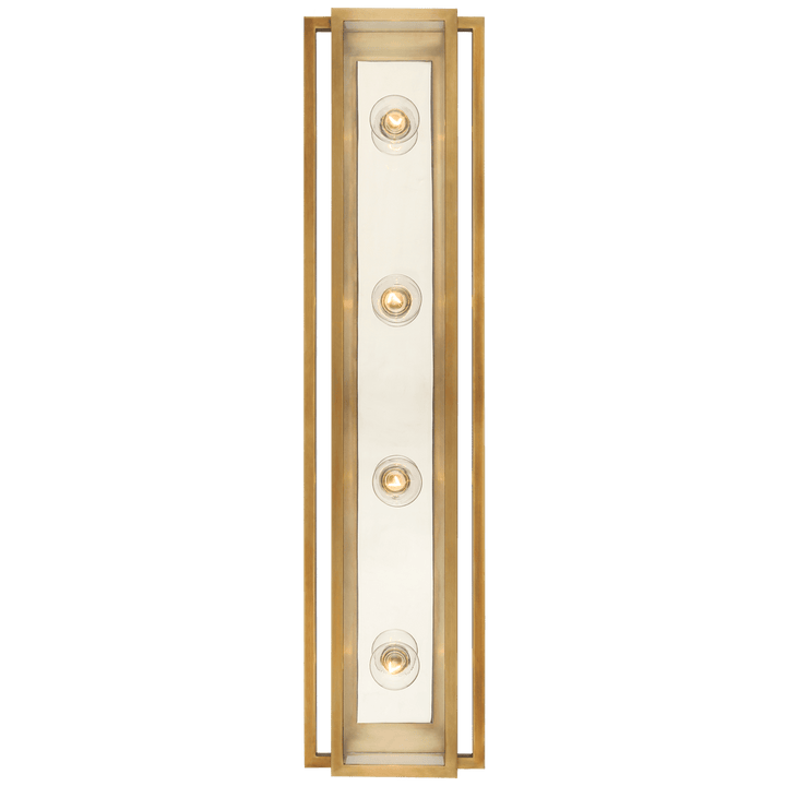 Halle 30" Vanity Light in Hand-Rubbed Antique Brass and Polished Nickel with Clear Glass