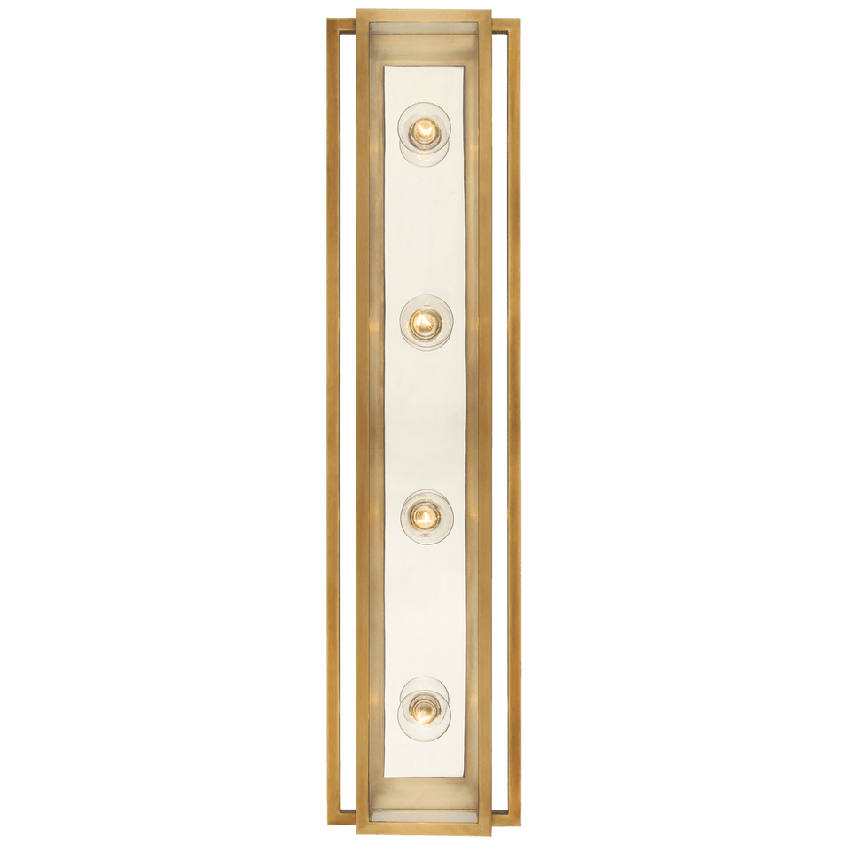 Halle 30" Vanity Light in Hand-Rubbed Antique Brass and Polished Nickel with Clear Glass