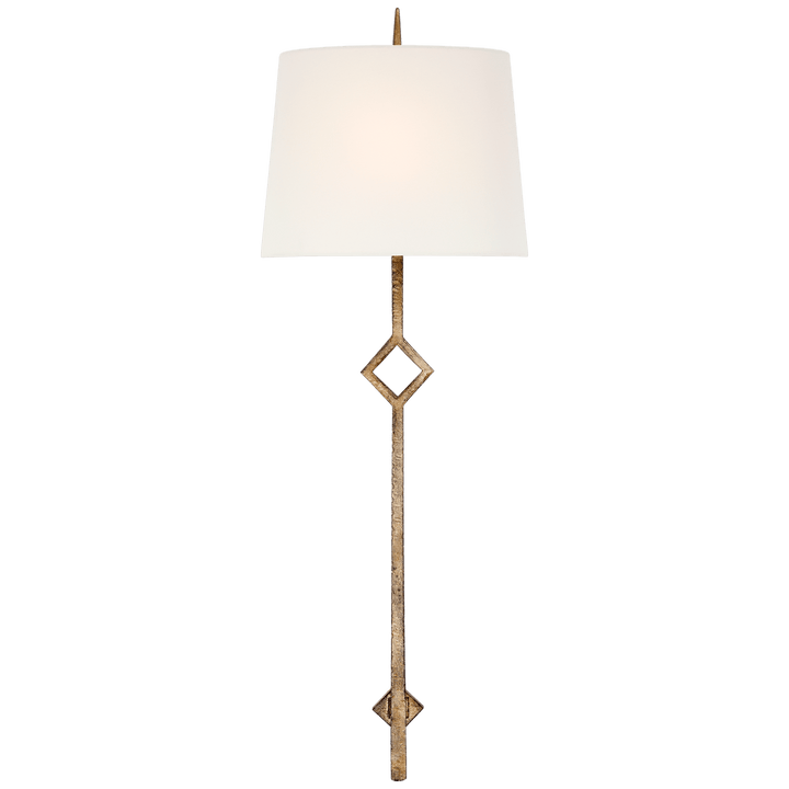 Cranston Large Sconce in Gilded Iron with Linen Shade