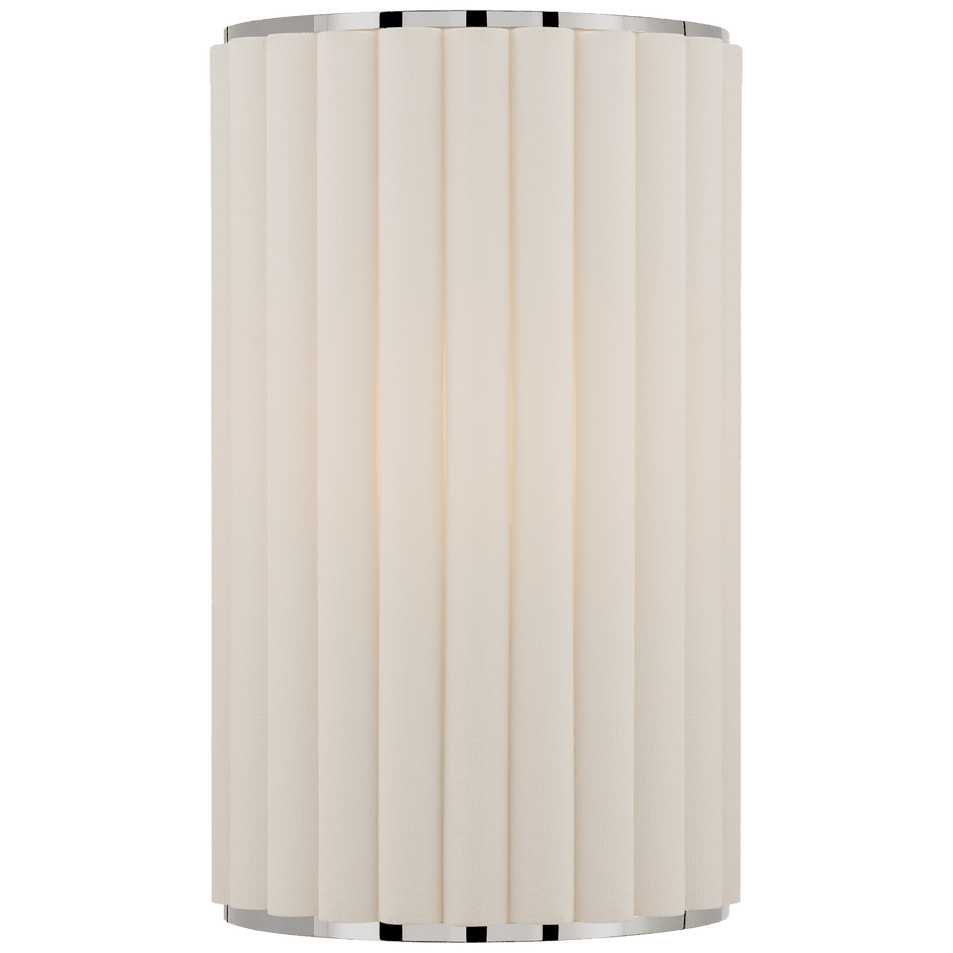 Palati Small Sconce in Polished Nickel with Linen Shade