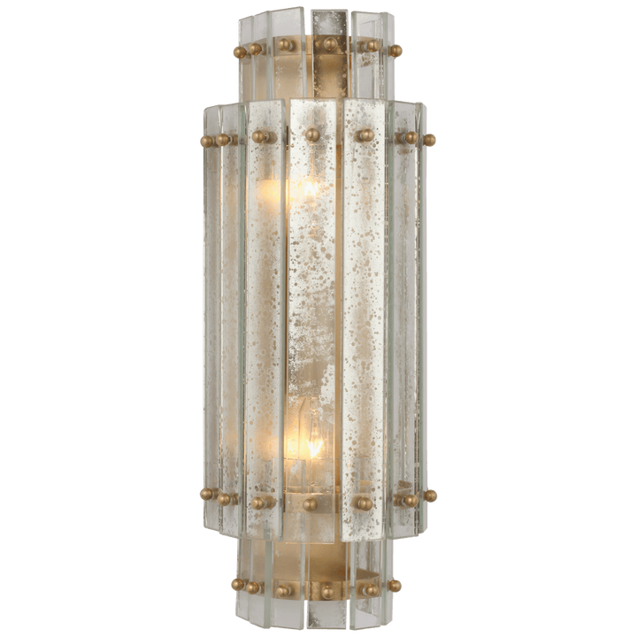 Cadence Small Tiered Sconce in Hand-Rubbed Antique Brass with Antique Mirror