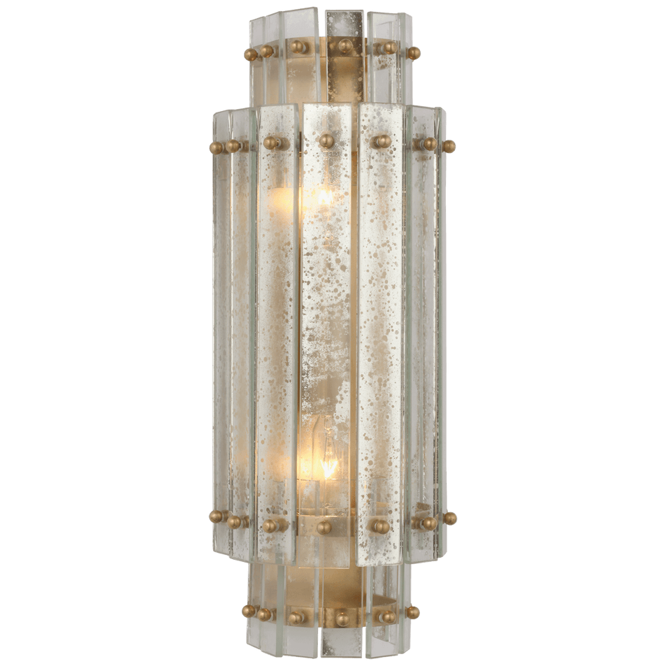 Cadence Small Tiered Sconce in Hand-Rubbed Antique Brass with Antique Mirror
