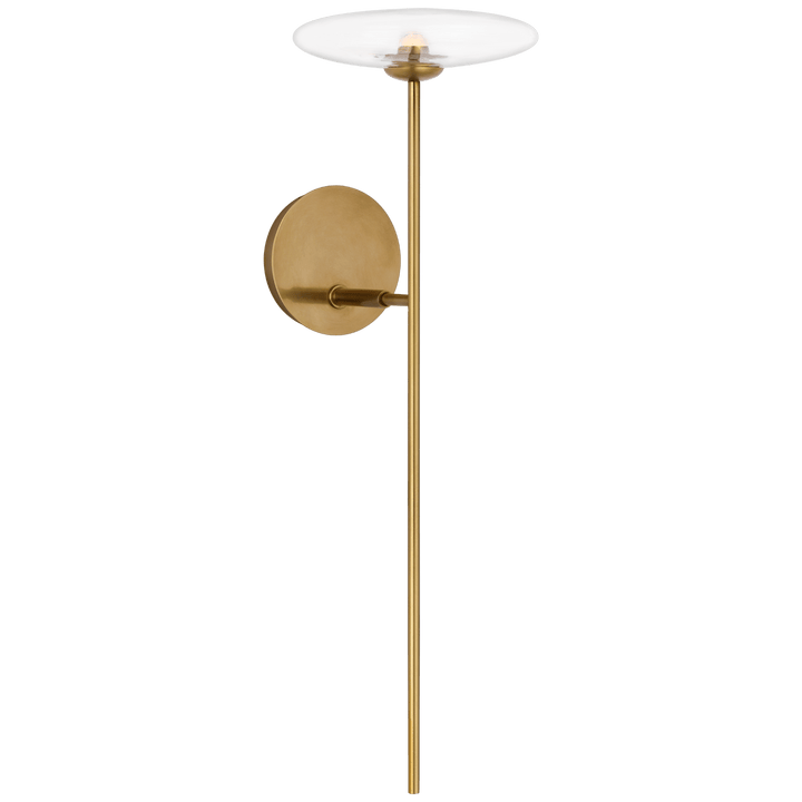 Calvino Large Tail Sconce in Hand-Rubbed Antique Brass with Clear Glass