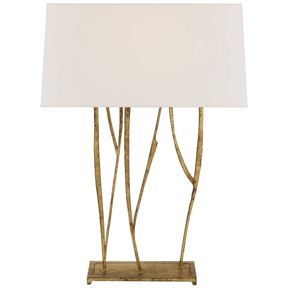 Aspen Console Lamp in Gilded Iron with Linen Shade