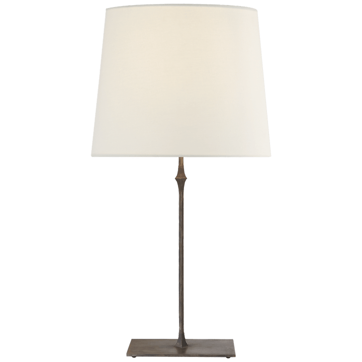 Dauphine Table Lamp in Aged Iron with Linen Shade