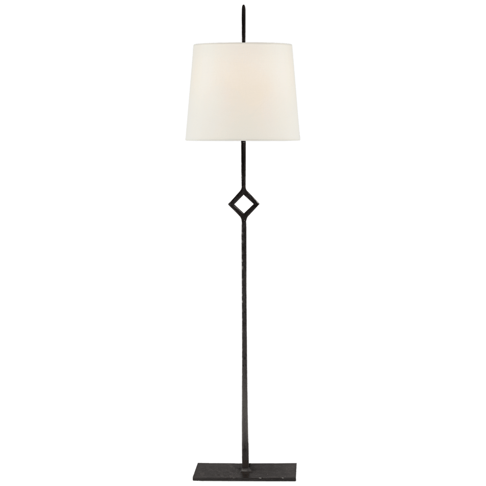 Cranston Buffet Lamp in Aged Iron with Linen Shade