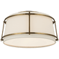 Callaway Small Flush Mount in Hand-Rubbed Antique Brass with Linen Shade and Frosted Acrylic Diffuser