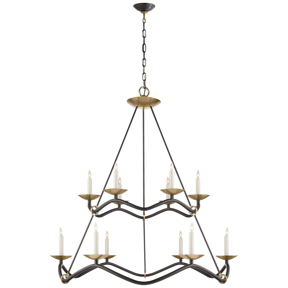 Choros Two-Tier Chandelier in Aged Iron