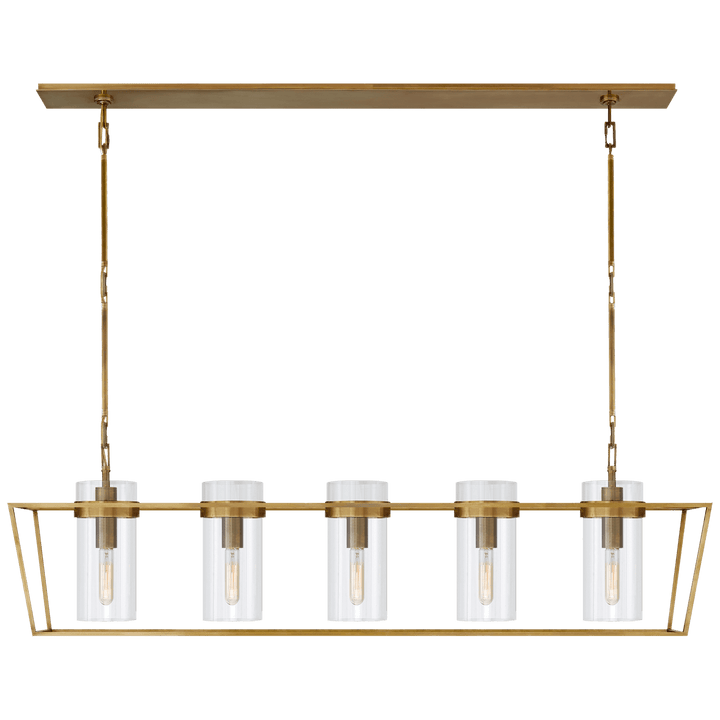 Presidio Large Linear Lantern in Hand-Rubbed Antique Brass with Clear Glass