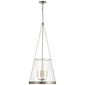 Reese 18" Pendant in Polished Nickel with Clear Restoration Glass