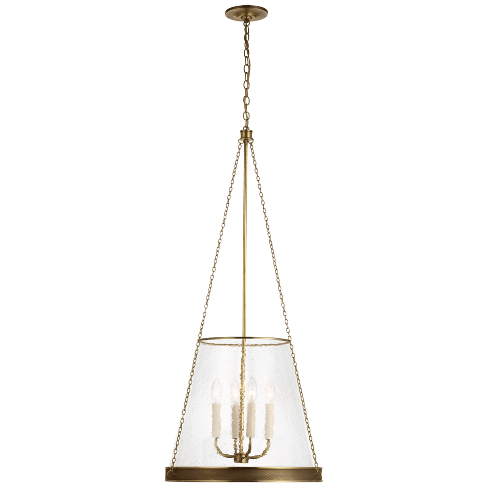 Reese 18" Pendant in Soft Brass with Clear Restoration Glass