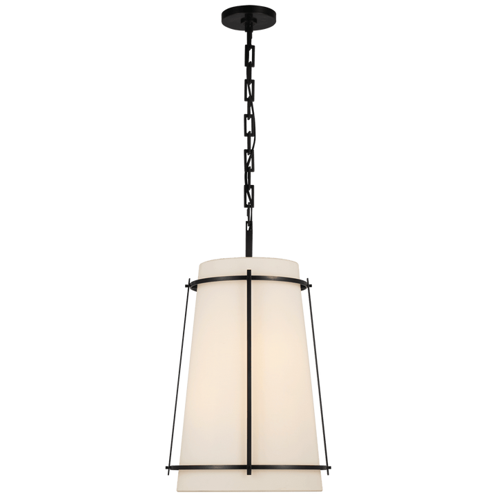 Callaway Medium Hanging Shade in Bronze with Linen Shade and Frosted Acrylic Diffuser