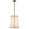 Callaway Medium Hanging Shade in Hand-Rubbed Antique Brass with Linen Shade and Frosted Acrylic Diffuser
