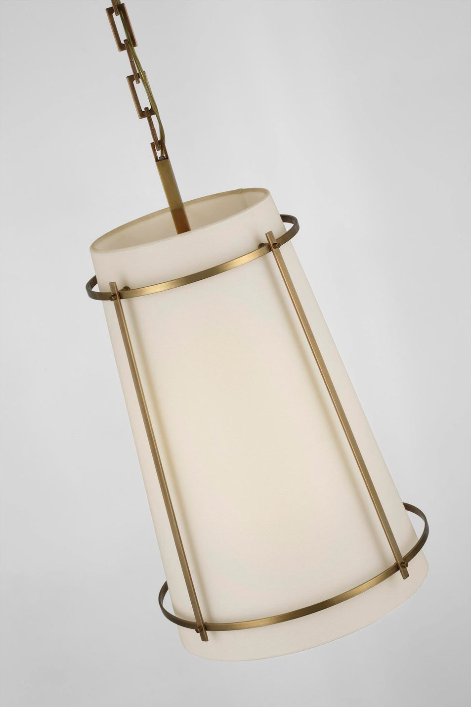 Callaway Medium Hanging Shade in Hand-Rubbed Antique Brass with Linen Shade and Frosted Acrylic Diffuser