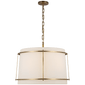 Callaway Large Hanging Shade in Hand-Rubbed Antique Brass with Linen Shade and Frosted Acrylic Diffuser