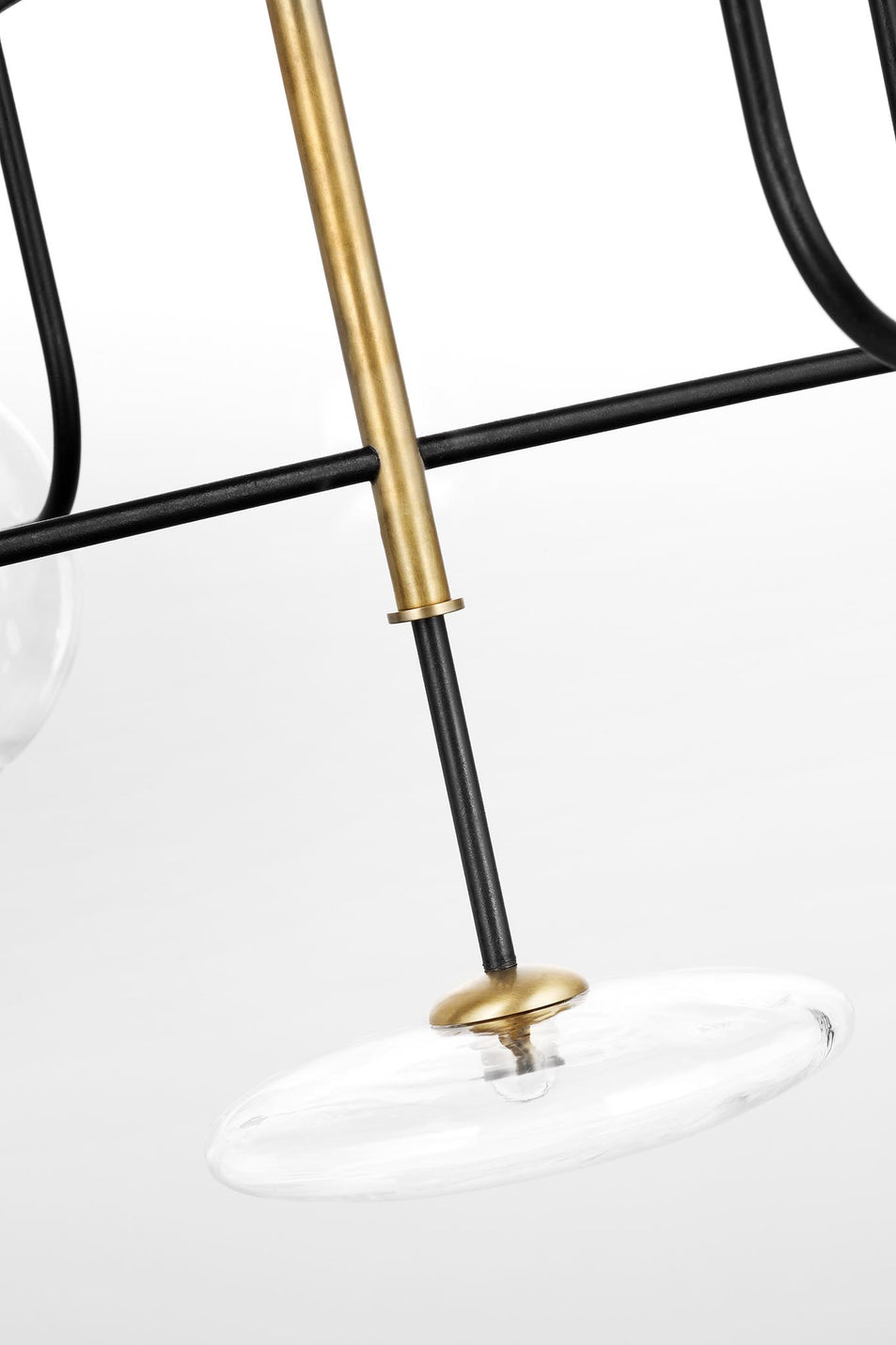 Calvino X-Large Arched Chandelier in Aged Iron and Hand-Rubbed Antique Brass with Clear Glass