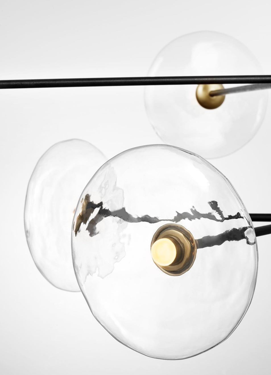 Calvino X-Large Radial Chandelier in Aged Iron and Hand-Rubbed Antique Brass with Clear Glass