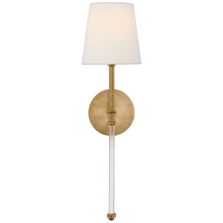 Camille Sconce in Hand-Rubbed Antique Brass with Linen Shade