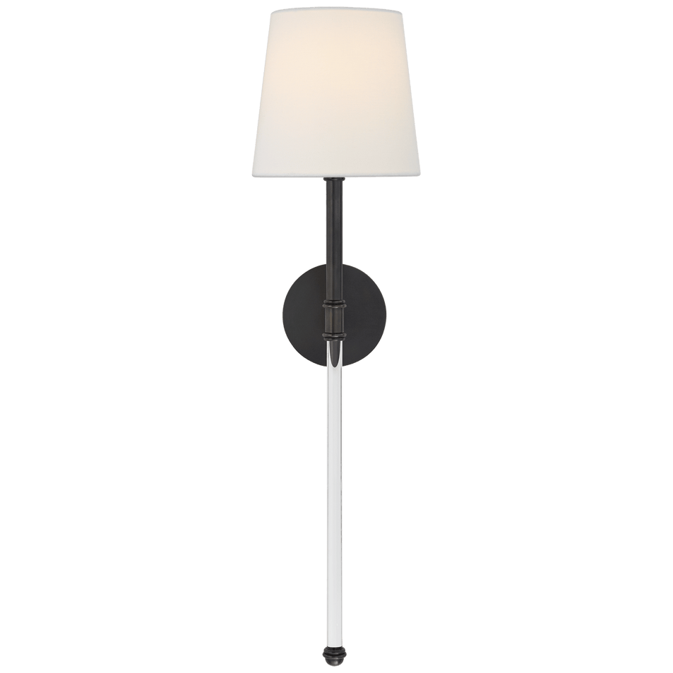Camille Large Tail Sconce in Bronze with Linen Shade