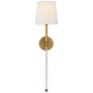 Camille Large Tail Sconce in Hand-Rubbed Antique Brass with Linen Shade