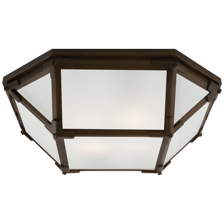 Morris Flush Mount in Antique Zinc with Frosted Glass