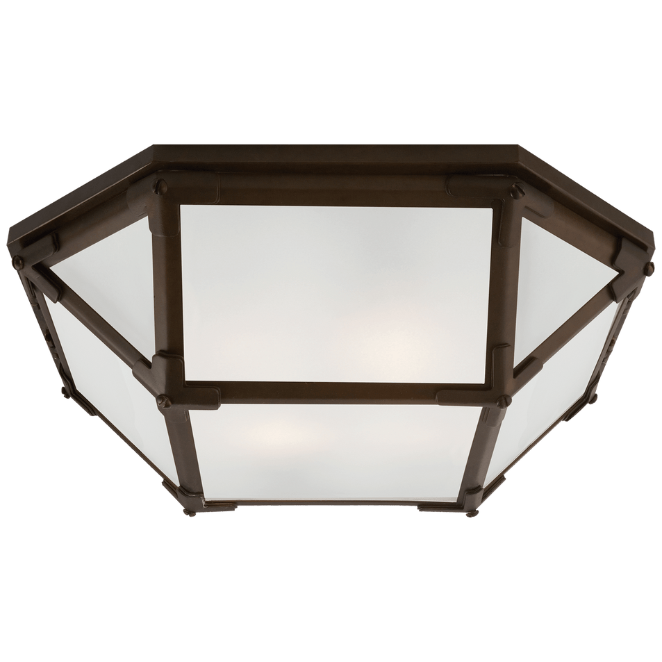 Morris Flush Mount in Antique Zinc with Frosted Glass