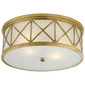 Montpelier Large Flush Mount in Hand-Rubbed Antique Brass with Frosted Glass