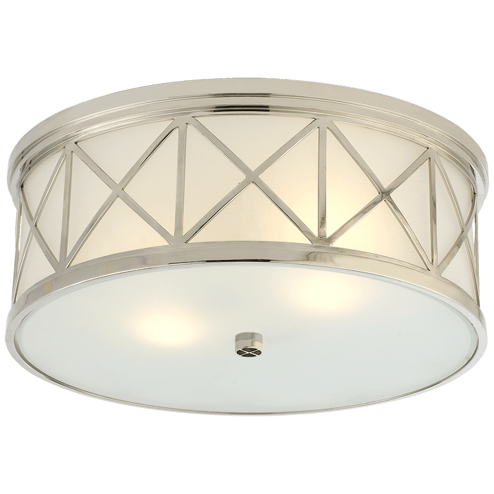 Montpelier Large Flush Mount in Polished Nickel with Frosted Glass