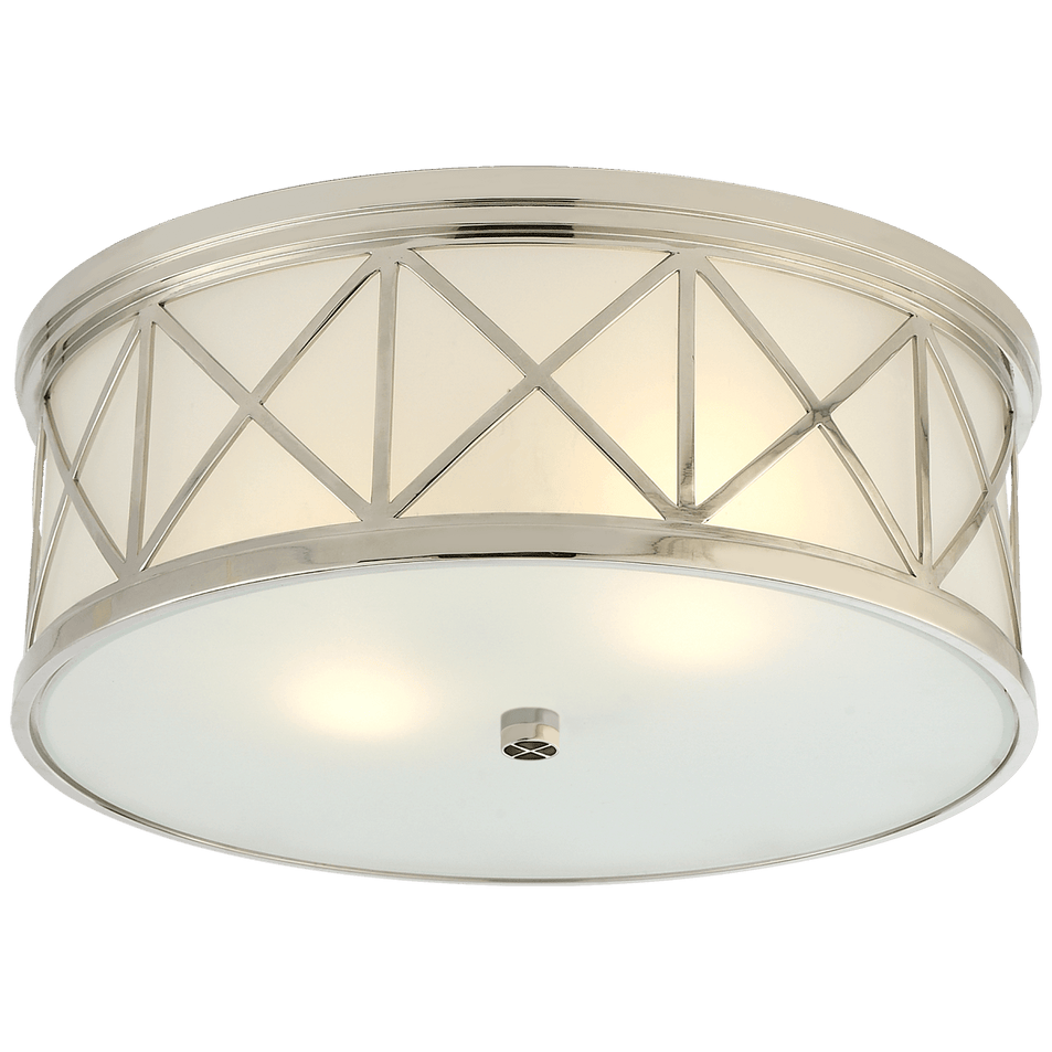 Montpelier Large Flush Mount in Polished Nickel with Frosted Glass