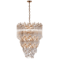 Adele Three-Tier Waterfall Chandelier in Hand-Rubbed Antique Brass with Clear Acrylic