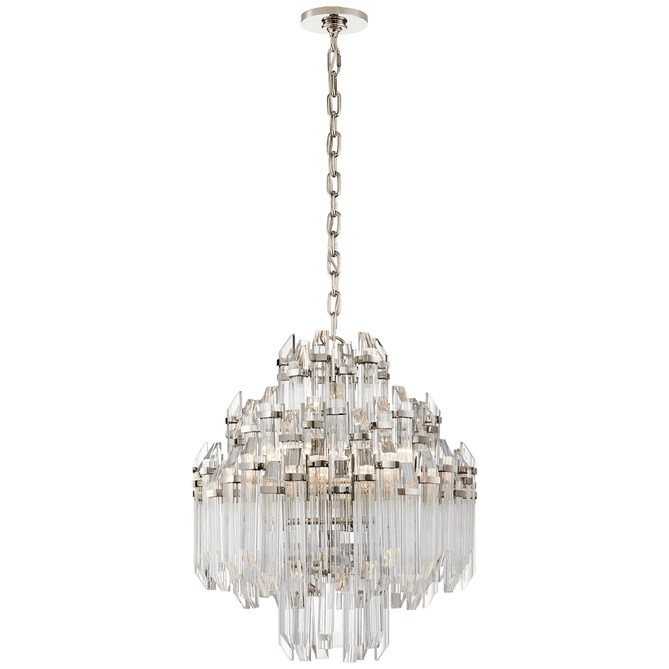Adele Four Tier Waterfall Chandelier in Polished Nickel with Clear Acrylic