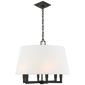 Square Tube Hanging Shade in Bronze with Linen Shade