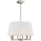 Square Tube Hanging Shade in Polished Nickel with Linen Shade