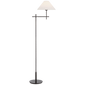 Hackney Bridge Arm Floor Lamp in Bronze with Linen Shade