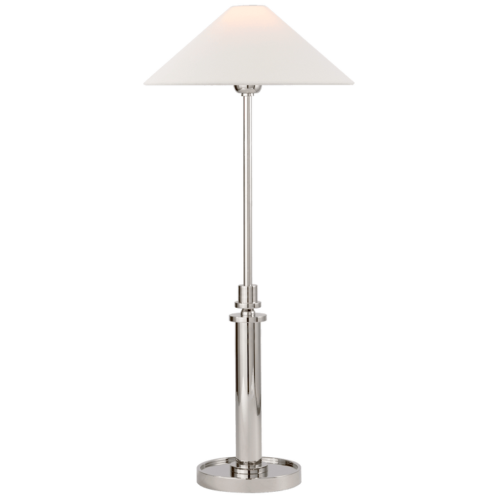 Hargett Buffet Lamp in Polished Nickel with Linen Shade