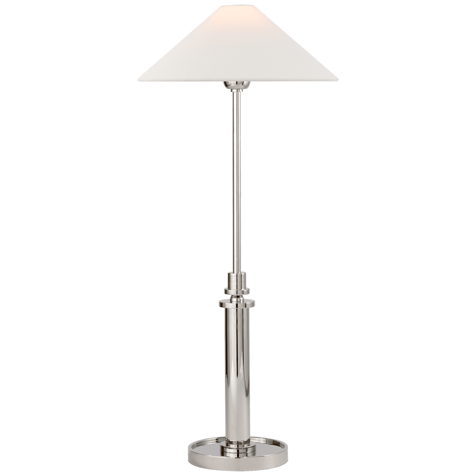 Hargett Buffet Lamp in Polished Nickel with Linen Shade