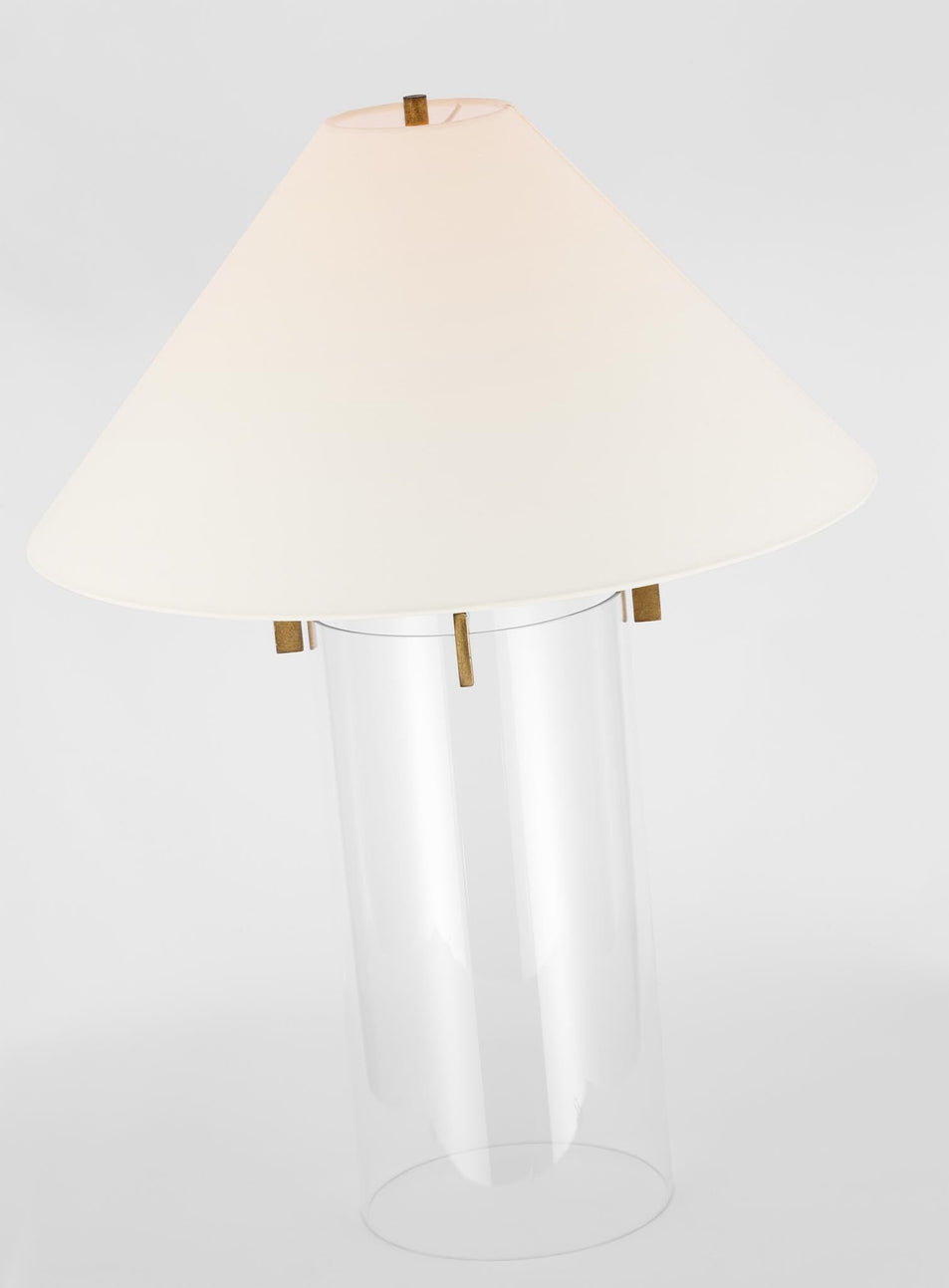Brooks Table Lamp in Crystal and Gilded Iron with Linen Shade