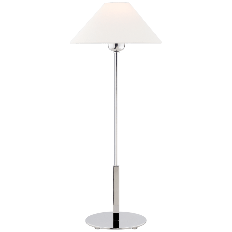 Hackney Table Lamp in Polished Nickel with Linen Shade