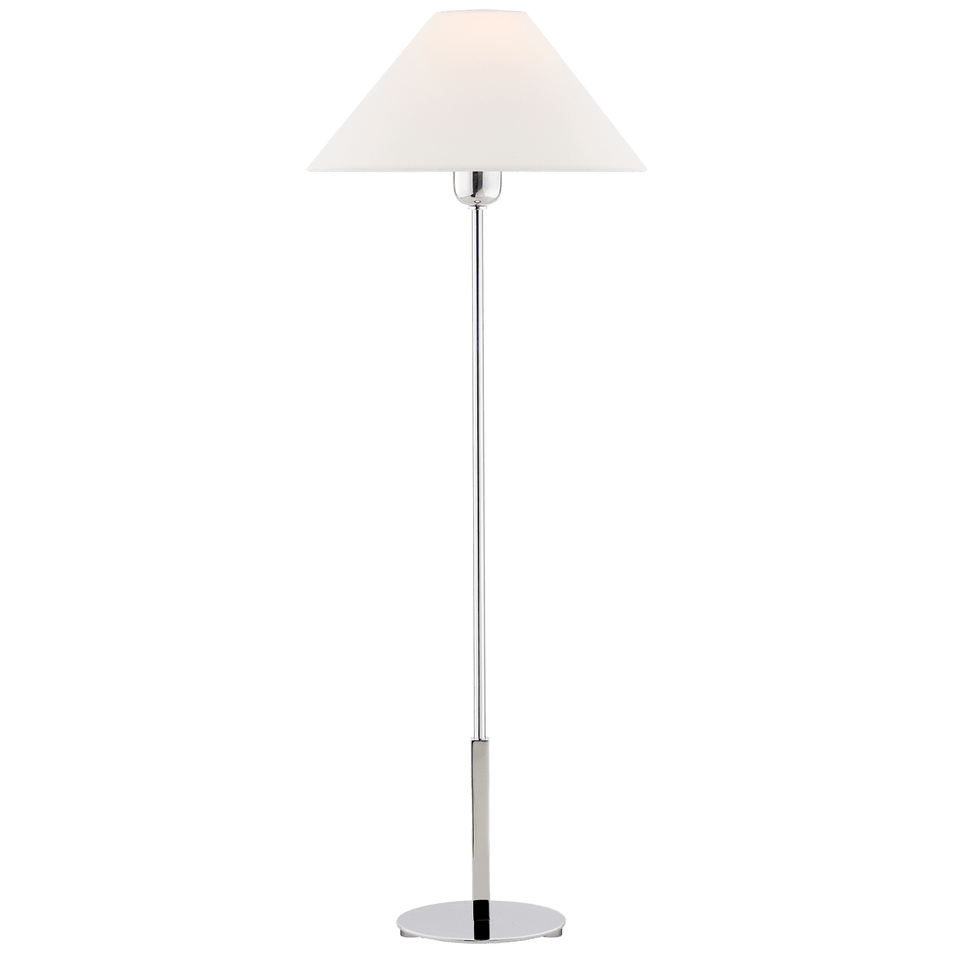 Hackney Buffet Lamp in Polished Nickel with Linen Shade
