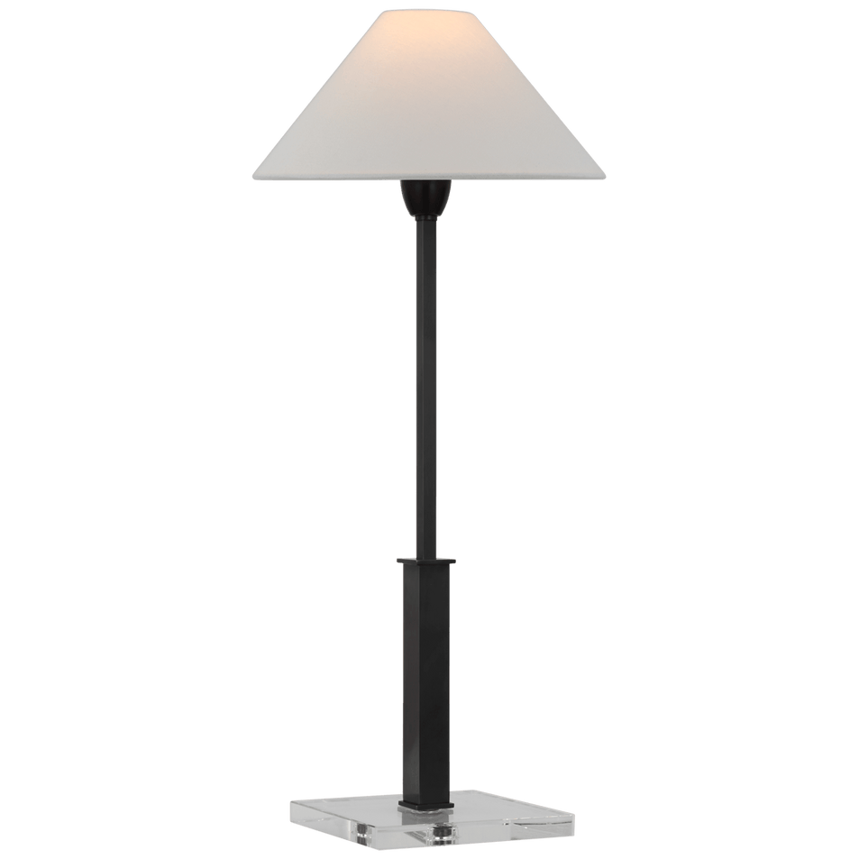 Asher Table Lamp in Bronze and Crystal with Linen Shade