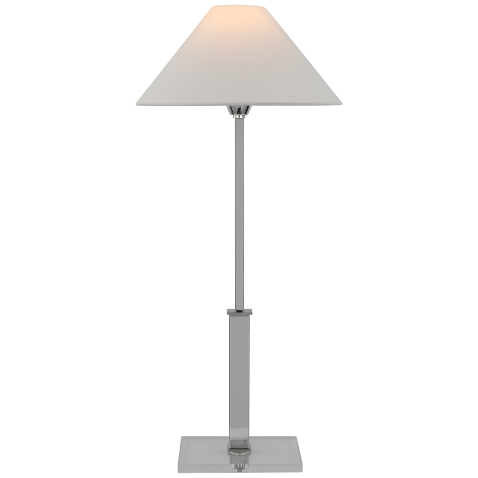 Asher Table Lamp in Polished Nickel and Crystal with Linen Shade