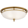 Openwork Large Flush Mount in Hand-Rubbed Antique Brass with Frosted Glass